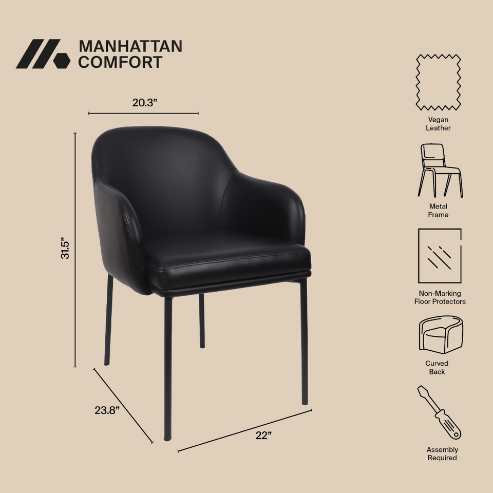 Loft Metal Vegan Leather Armchair (Set of 2)