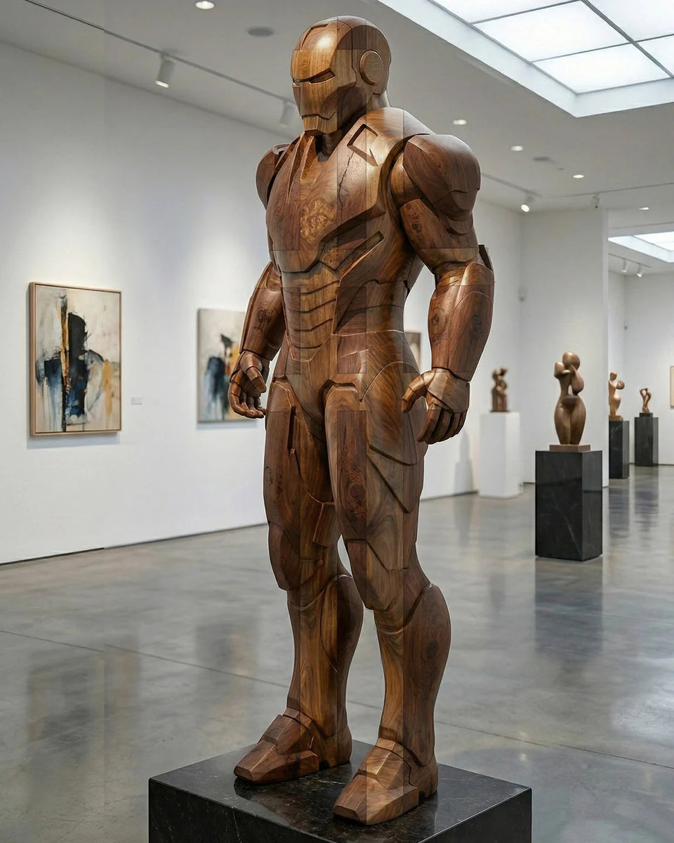 Wooden Armored Hero Statue -71" Tall