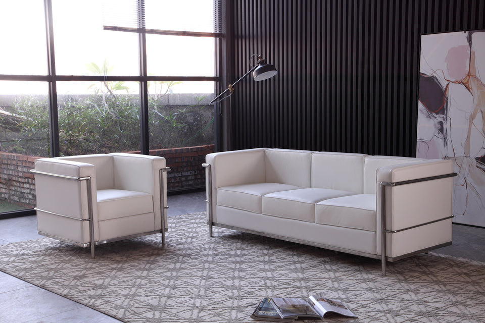 Cour Italian Leather Chair in White