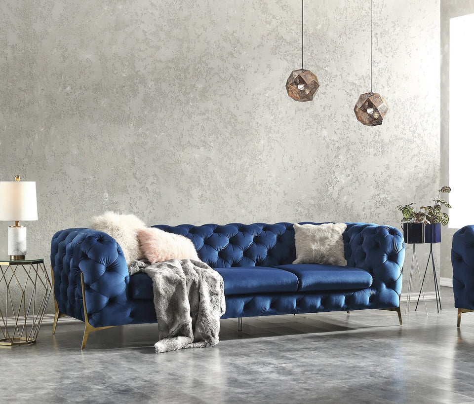 Glamour Blue Sofa Set