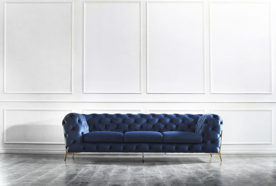 Glamour Blue Sofa Set