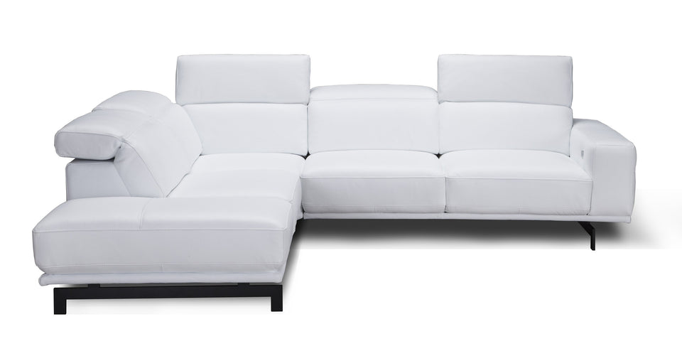 Davenport Leather Sectional in Snow White LHFC Only