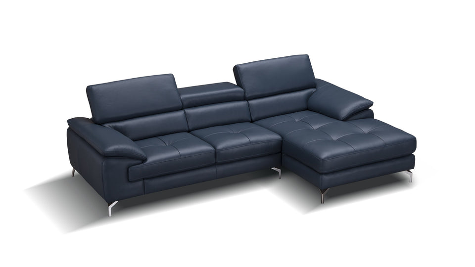 A973b Premium Leather Sectional in Blue