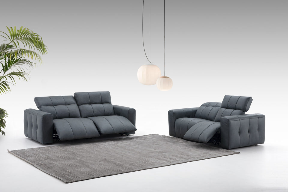 Prescott Leather Love Seat Only in Dark Grey