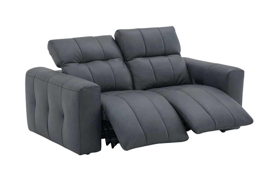 Prescott Leather Love Seat Only in Dark Grey