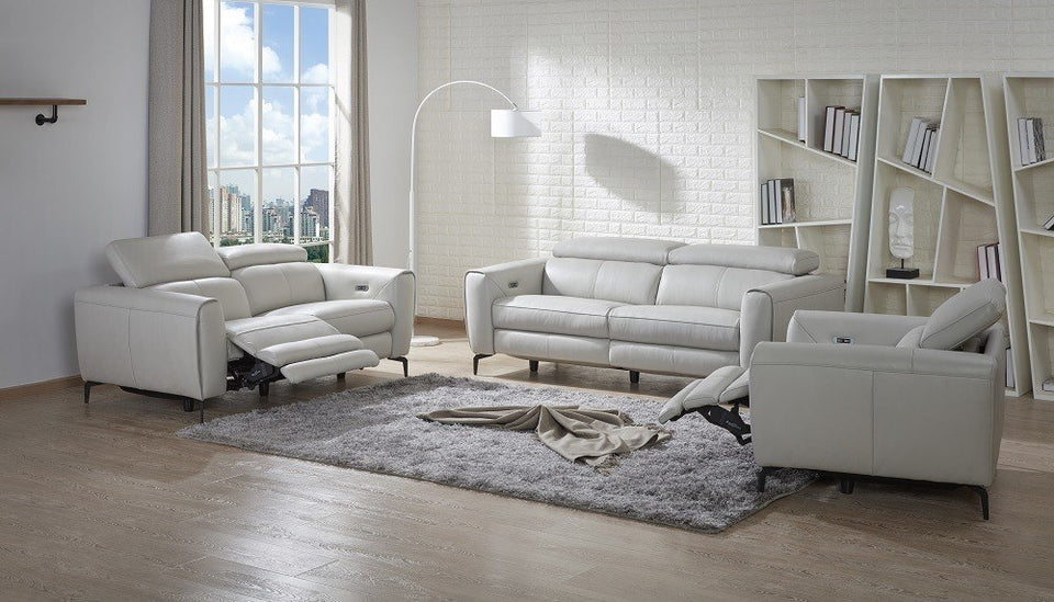 Lorenzo Motion Loveseat only in Light Grey (manual headrest only)