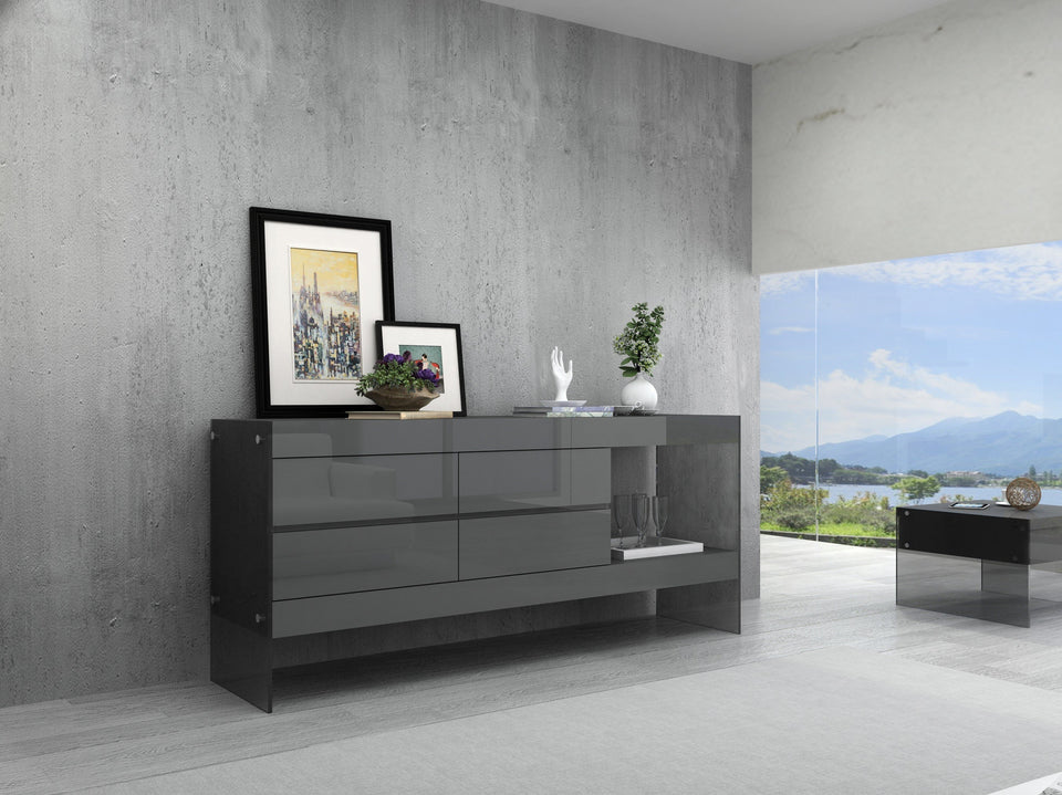 Grey Cloud Modern Buffet in High Gloss