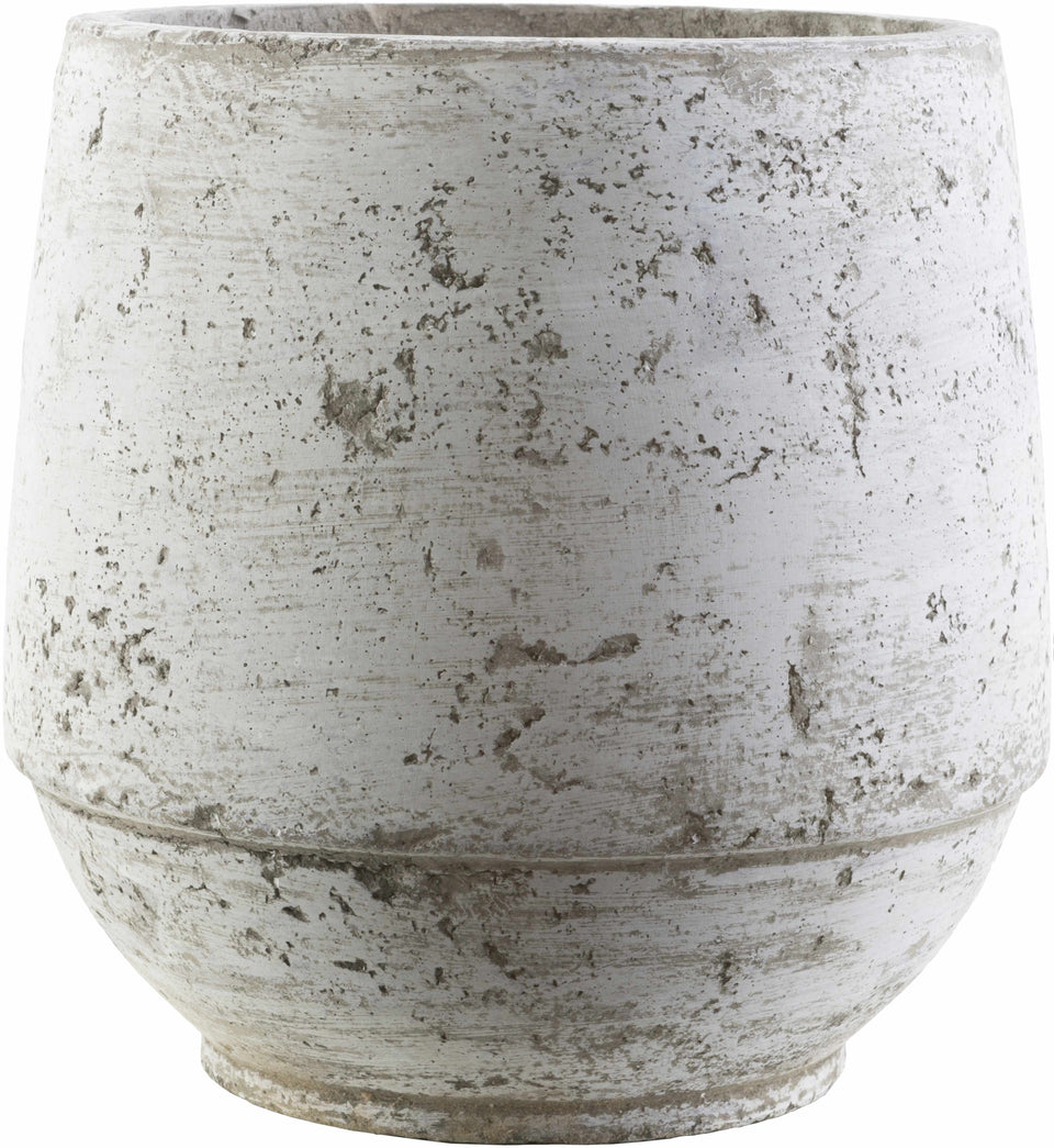 Janamuato White Geometric Cement Outdoor Planter
