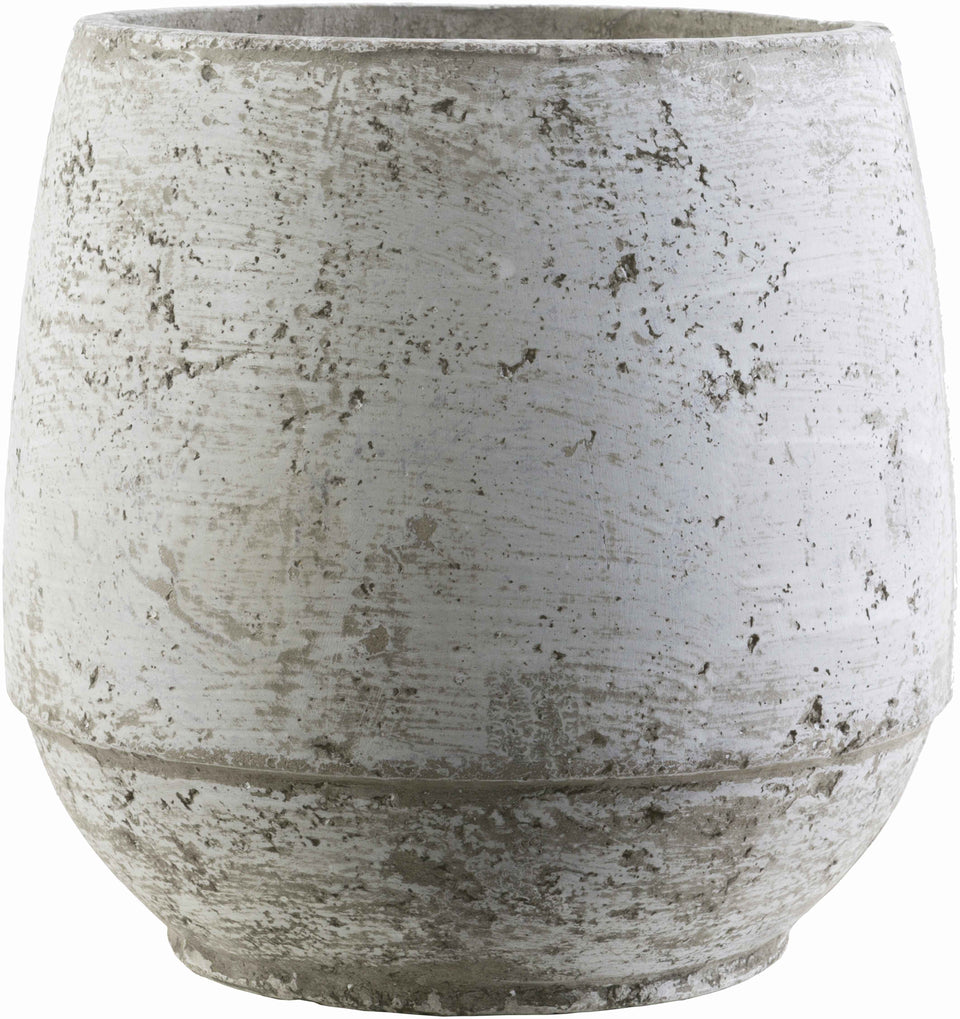 Janamuato White Geometric Cement Outdoor Planter