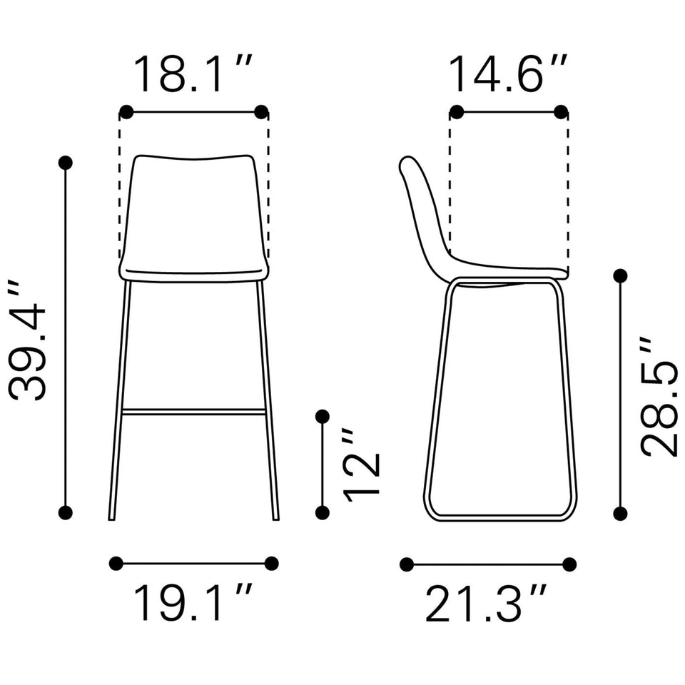 Smart Barstool (Set of 2) Charcoal