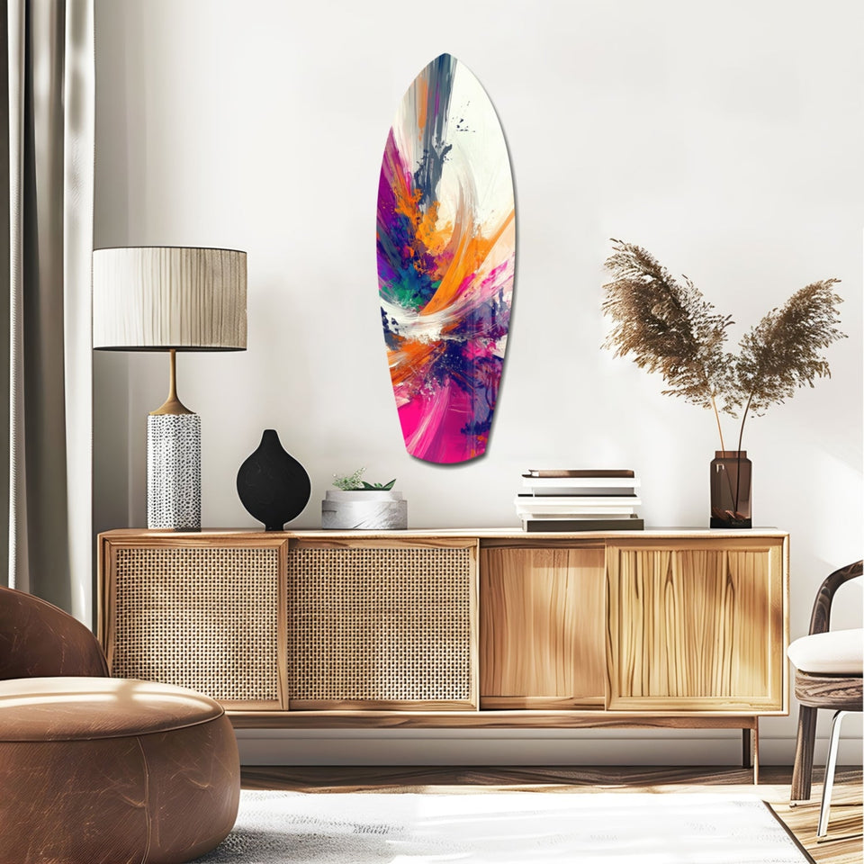 Abstract Paint Brushes Glass Wall Art