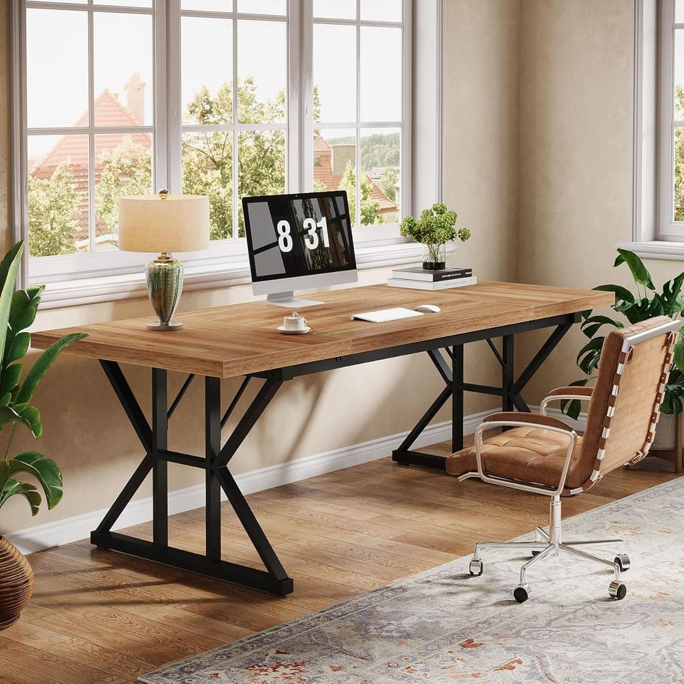 Large Industrial Executive Desk for Home Office Use