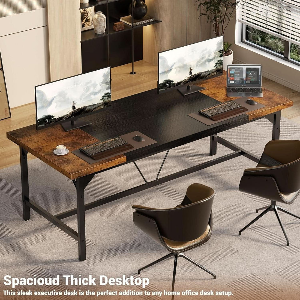 Large Rustic Computer Desk for Home Office Workstation