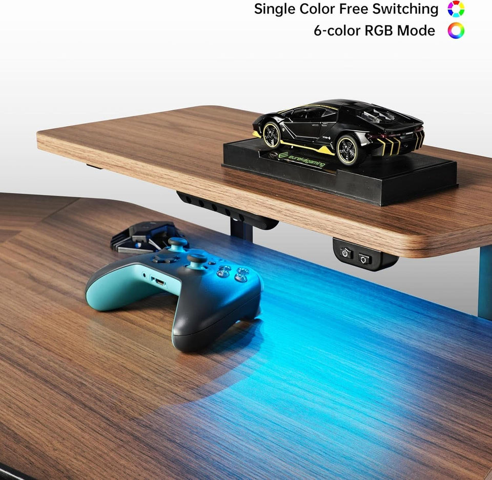 Large Wing-Shaped Gaming Desk With Keyboard Tray