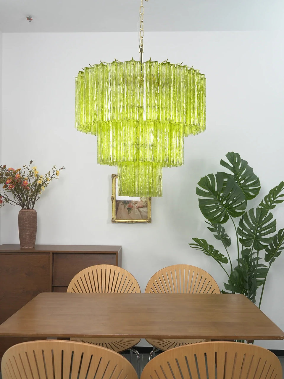 Linden Chartreuse Glass Tube Chandelier