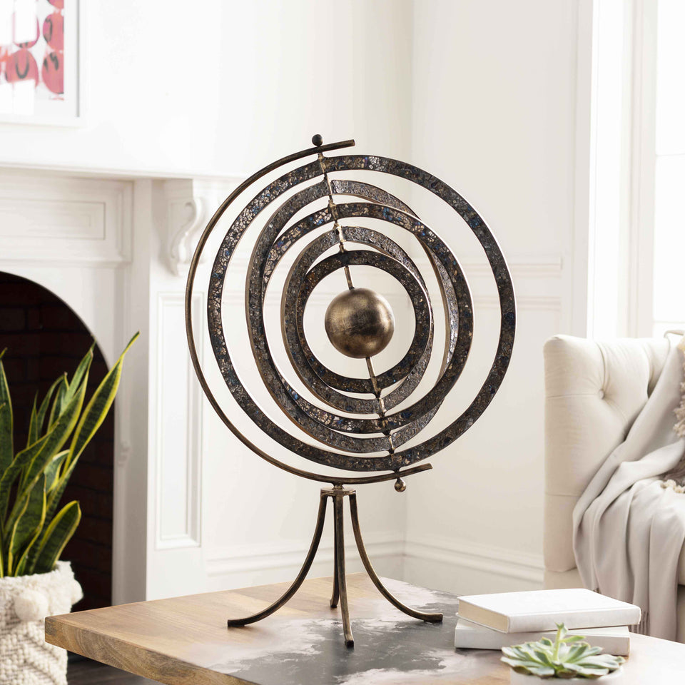 Linntown Antique Gold Circular Metal Sculpture - Clearance