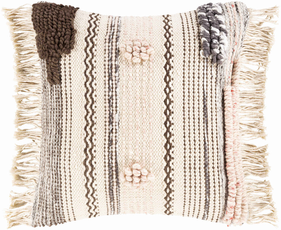 Lenorah Pink&White Textured Throw Pillow - Clearance