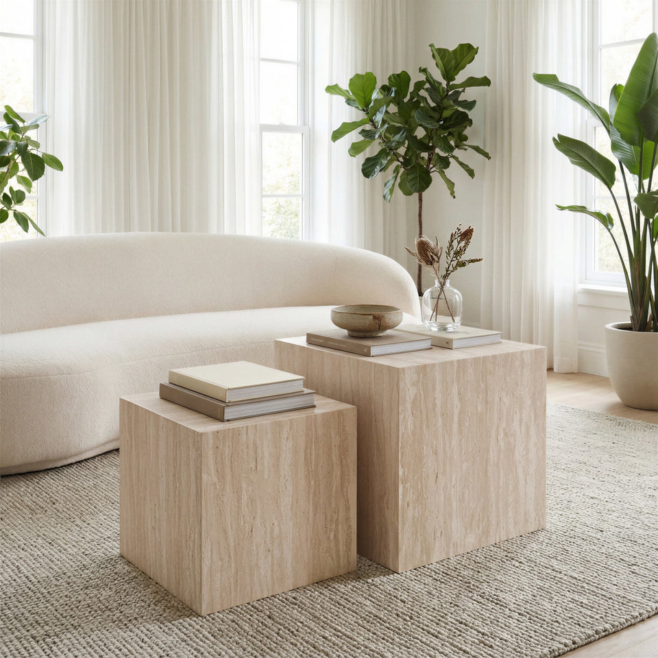 Cambro Coffee Table Set (2-Piece) Stone Beige