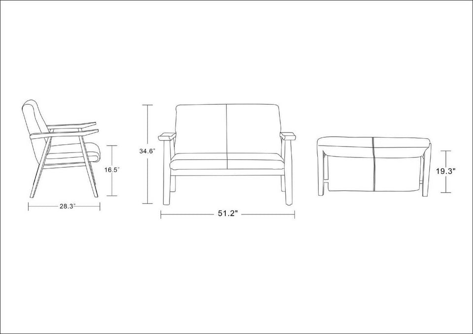 ArchDuke Wood Vegan Leather Loveseat