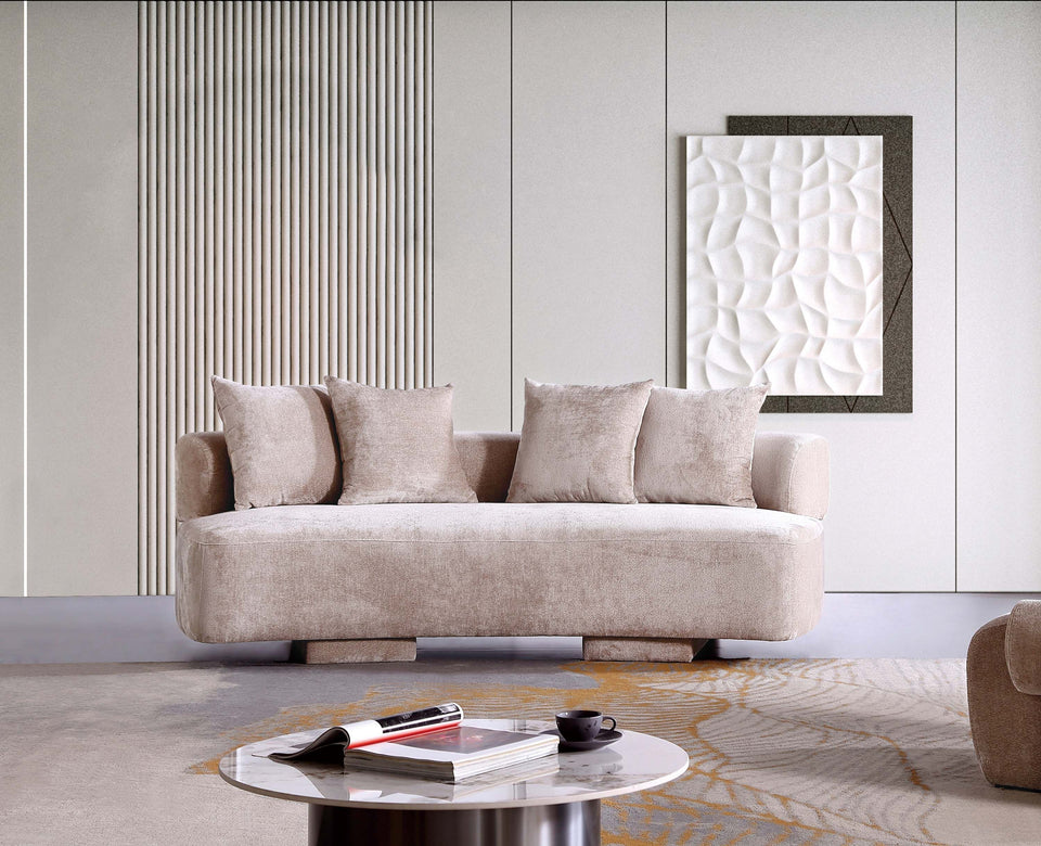 Verandah 91 inch Chenille Sofa in Beige