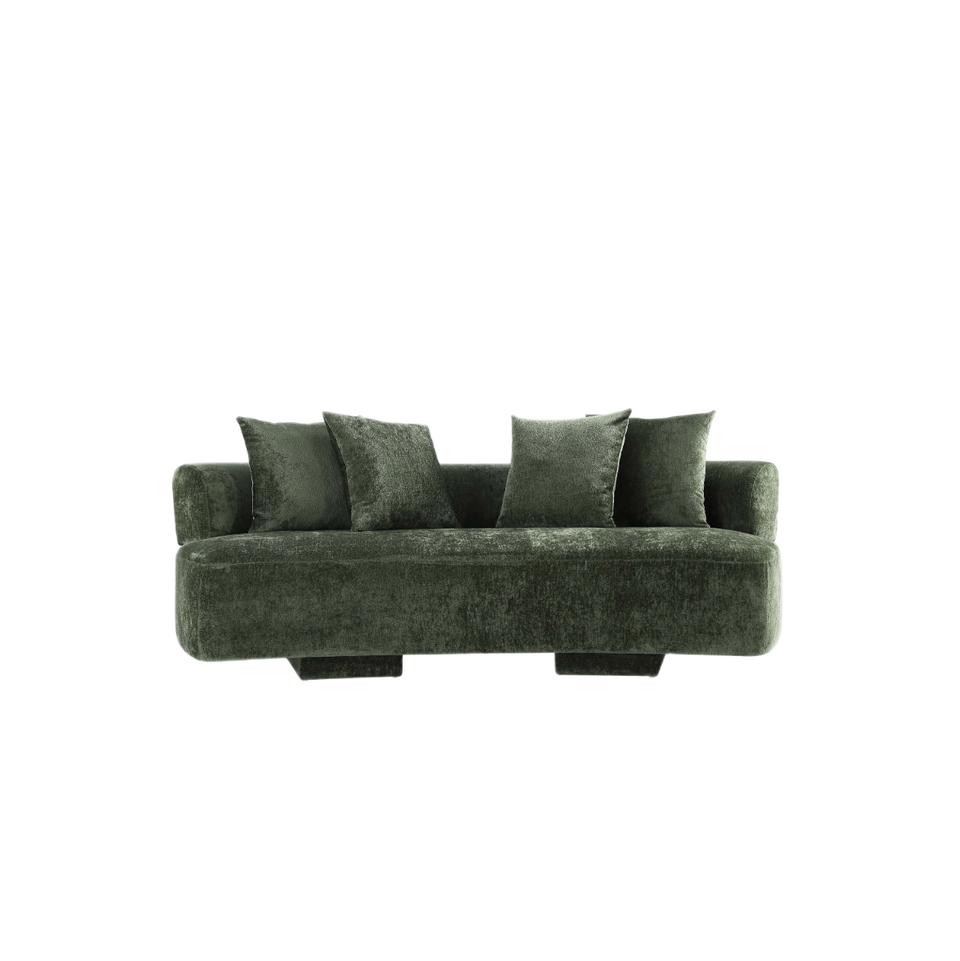 chenille sofa - side angle view