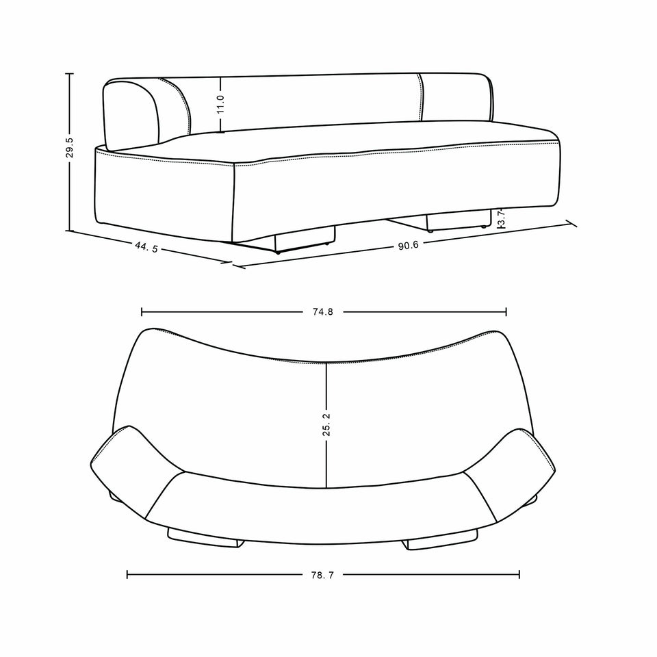 chenille sofa - detail view