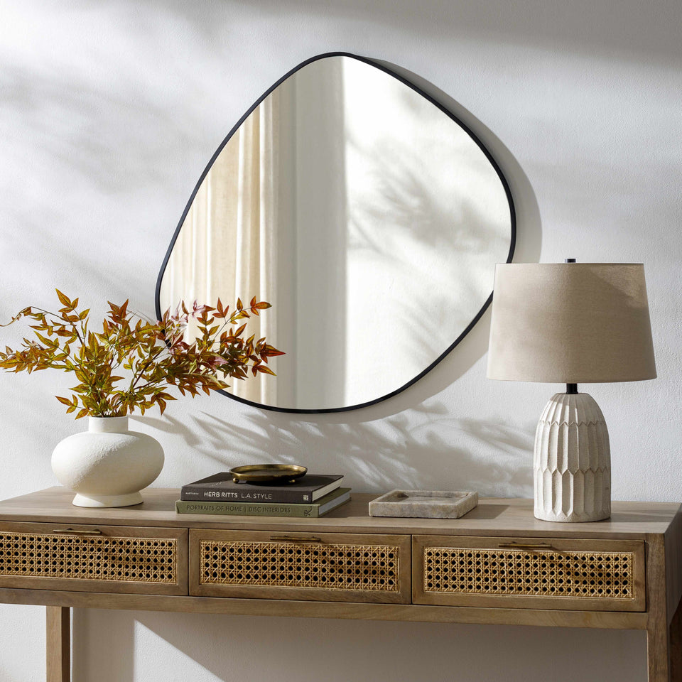 Lochovice Black Distressed Wood Mirror