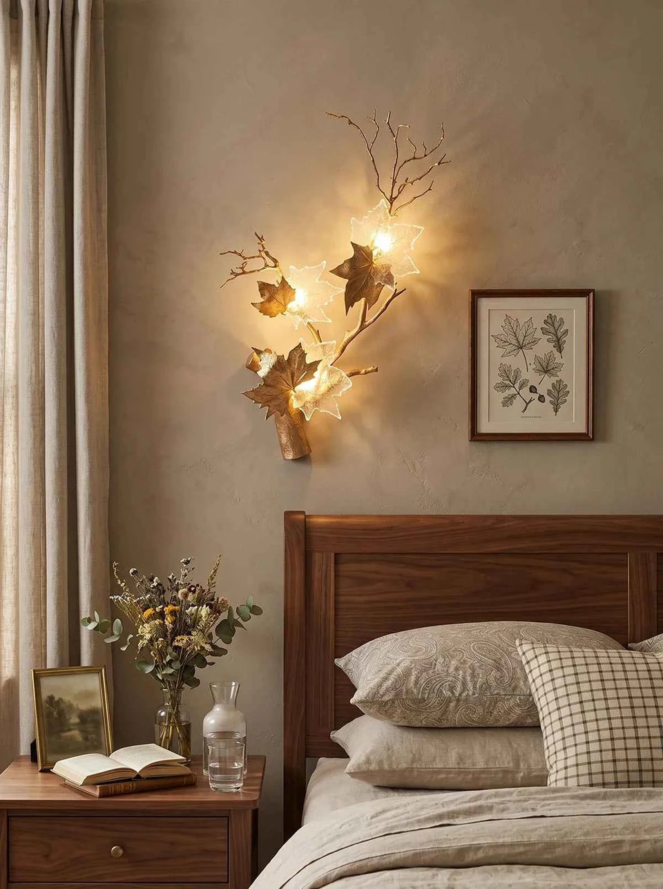 Maple Leaf Brass Biophilic Wall Sconce