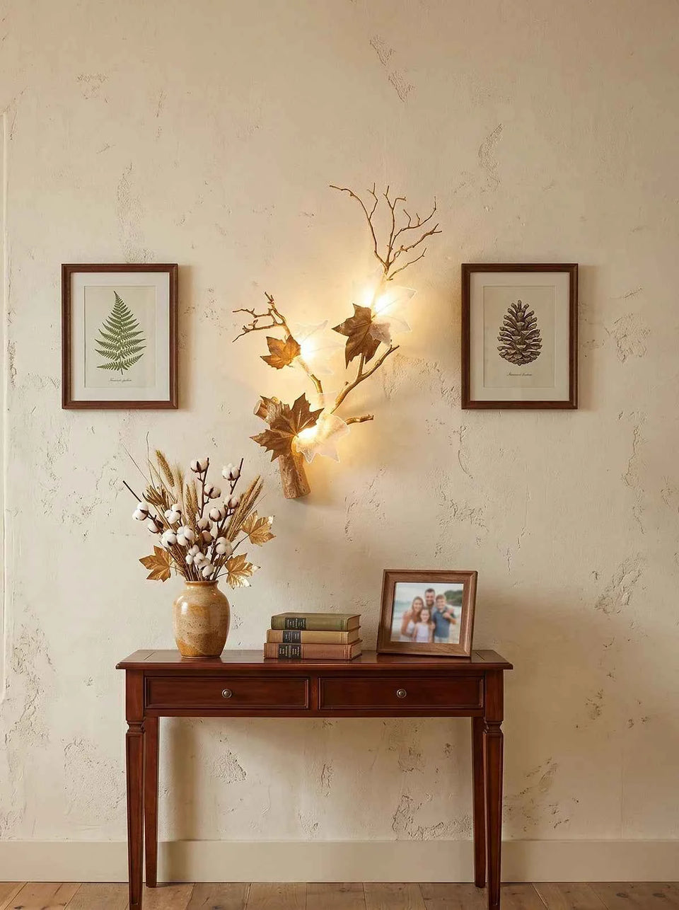 Maple Leaf Brass Biophilic Wall Sconce