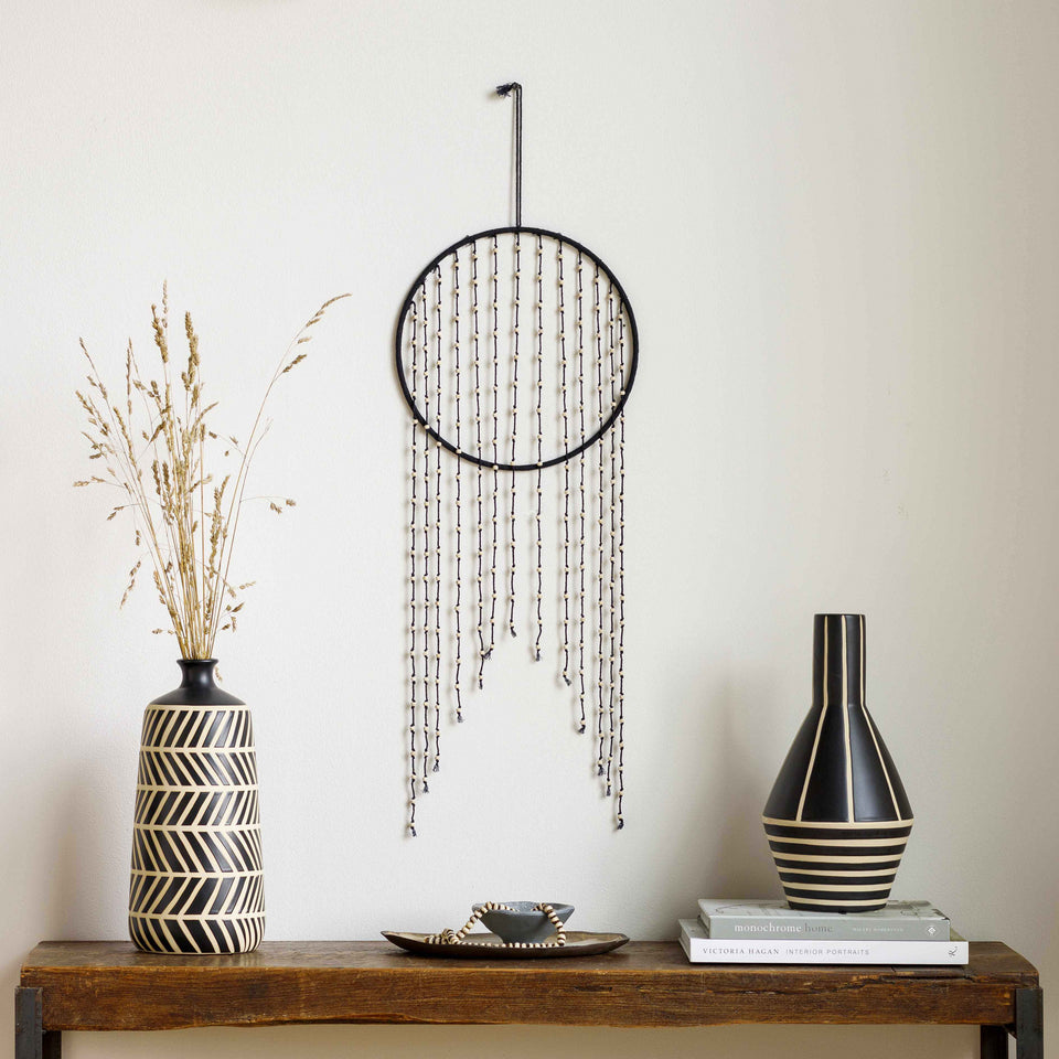 Malacampa Black Beaded Wall Hanging - Clearance