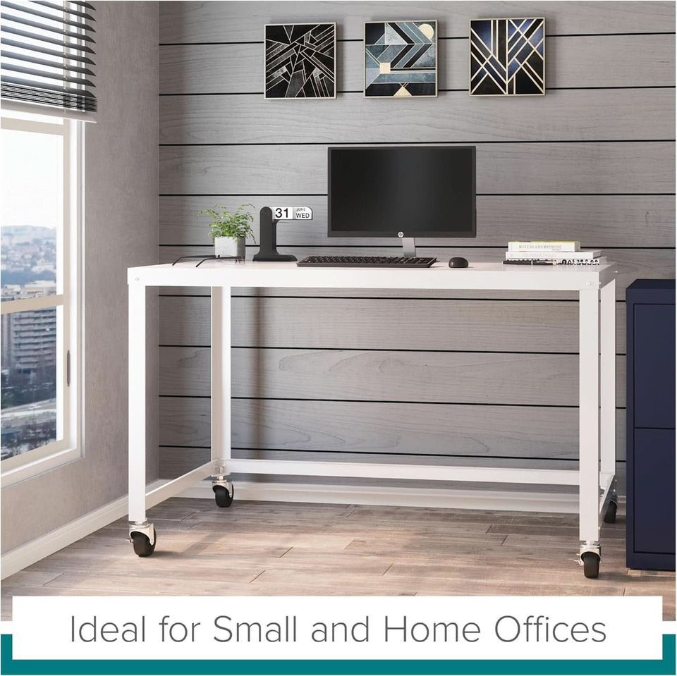 Mobile Metal Desk Workstation with Wheels and Durability