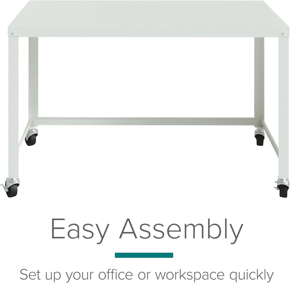 Mobile Metal Desk Workstation with Wheels and Durability