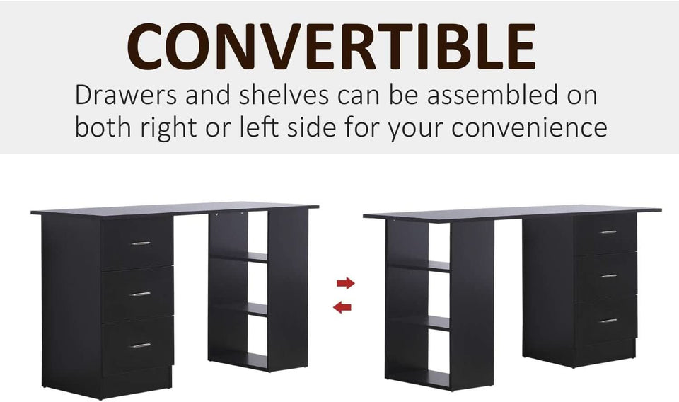 Modern 47 Inch Computer Desk With Storage Shelves