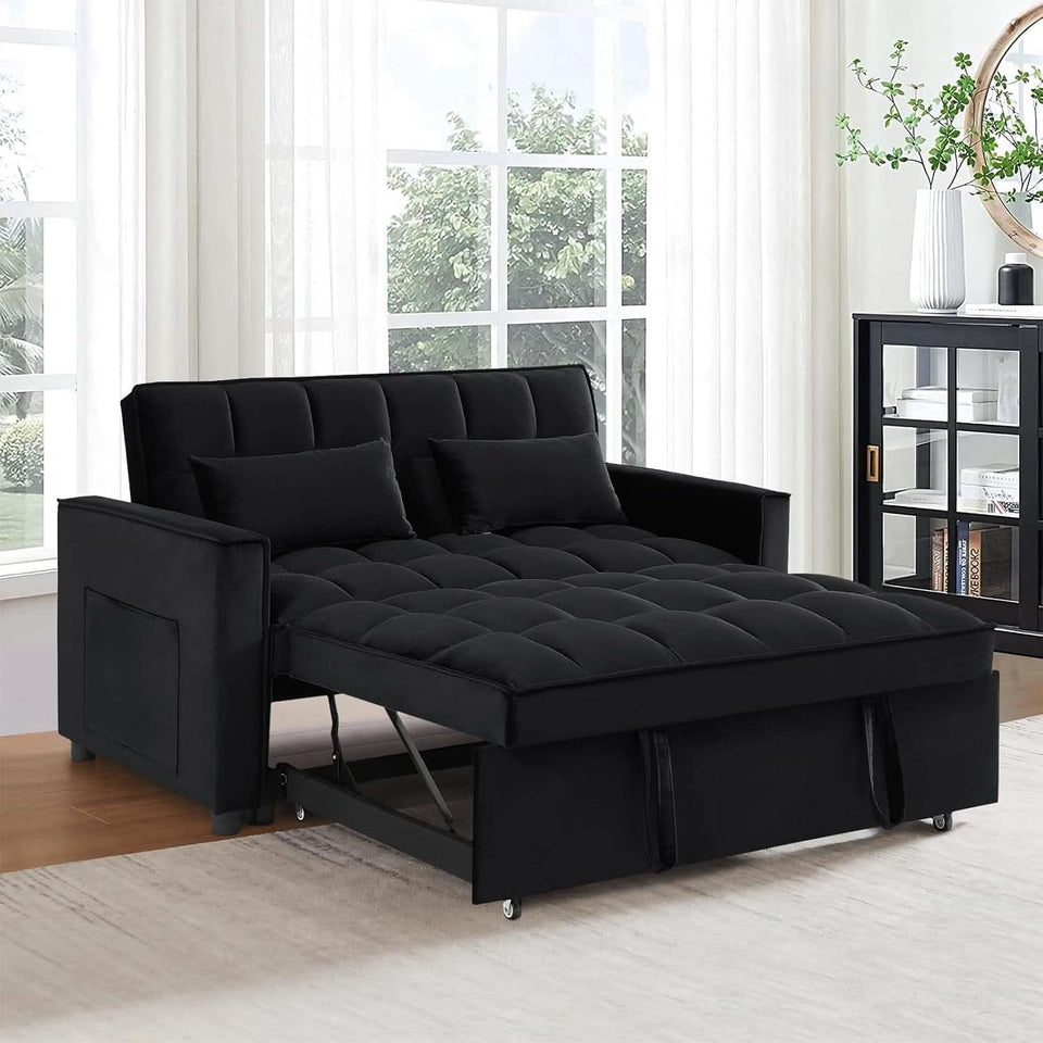 Modern Velvet 3 in 1 Convertible Sleeper Sofa Bed