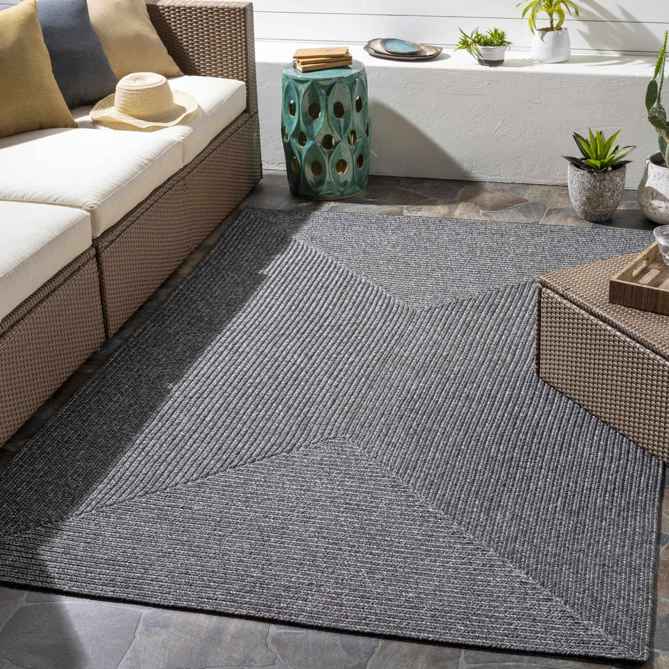 Black Braided Faux Jute Outdoor Rug