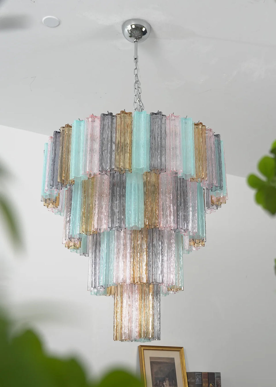 Multi Layered Stained Glass Chandelier