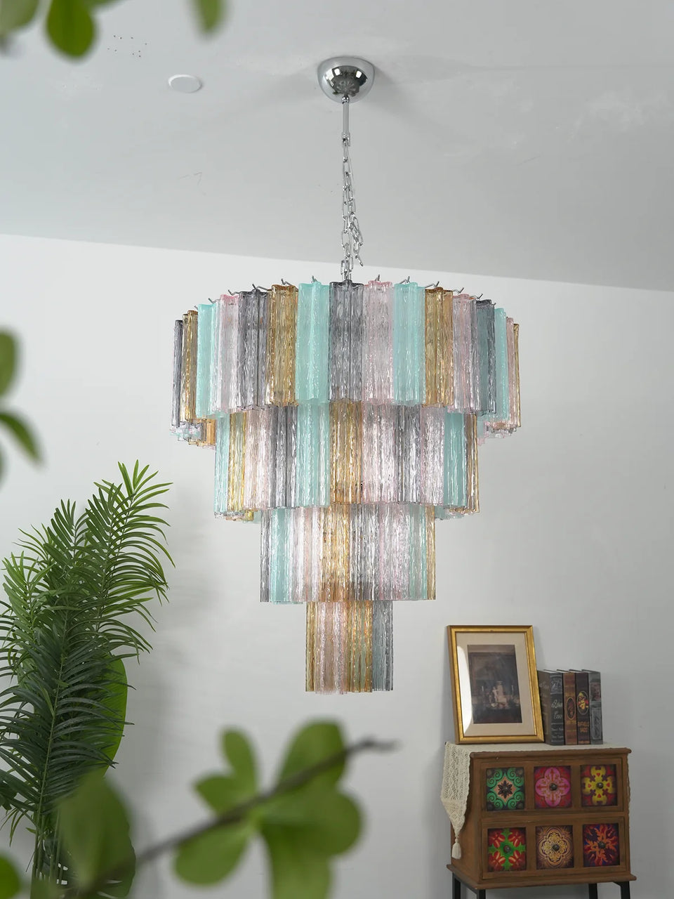 Multi Layered Stained Glass Chandelier