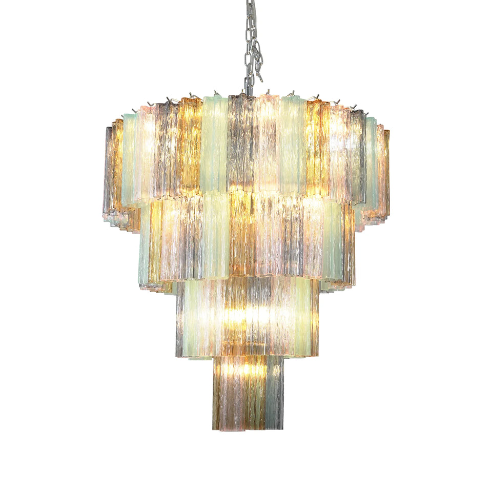 Multi Layered Stained Glass Chandelier