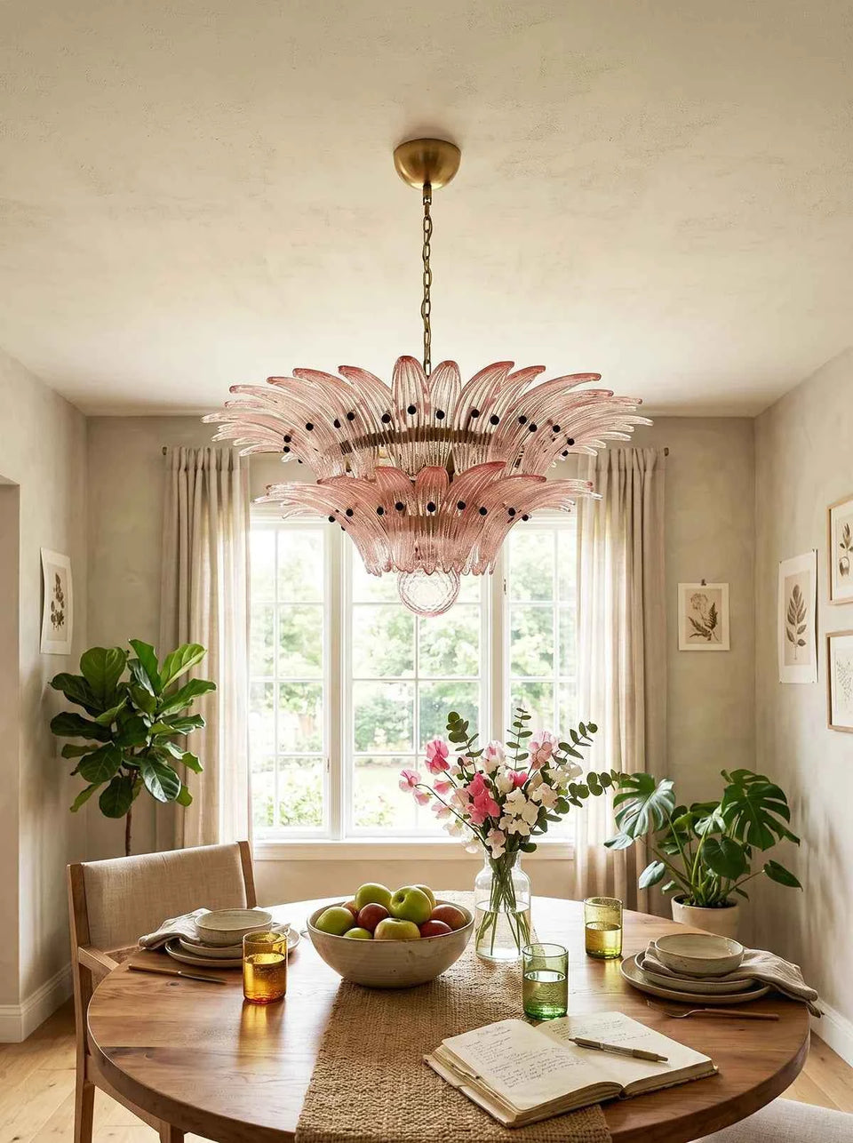 Murano Palmette Pink Chandelier