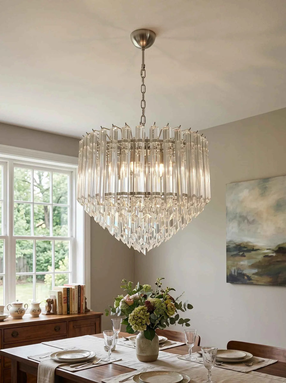 Murano Quadriedri Prisms Transparent Chandelier