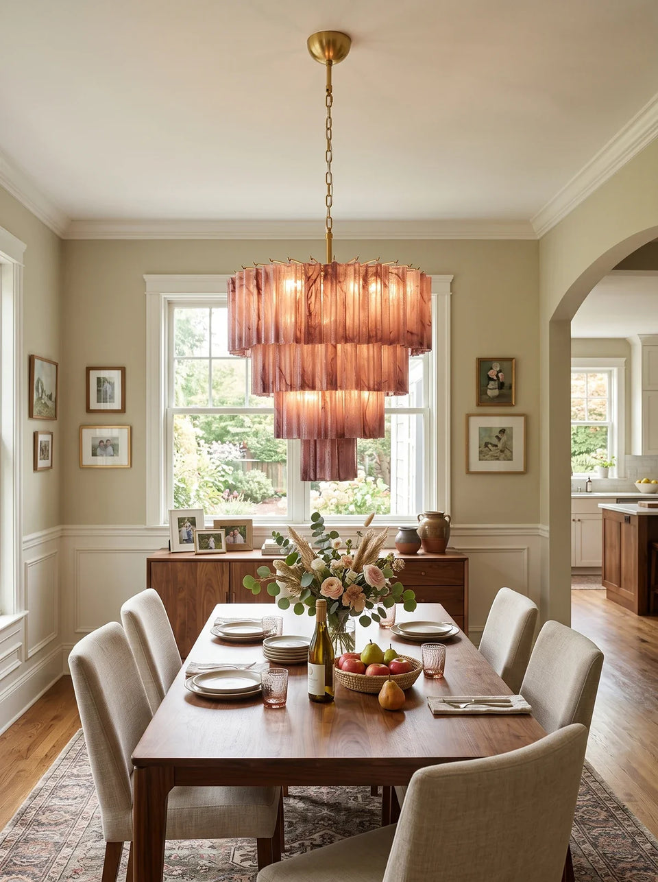 glass chandelier - side angle view
