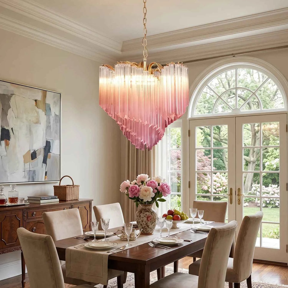 Murano Shaded Pink Prism Chandelier