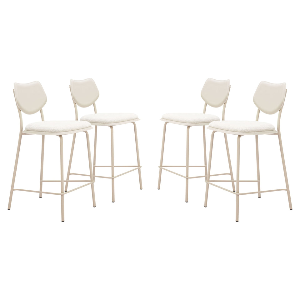 Zeal Counter Stool (Set of 4) Light Gray & Beige