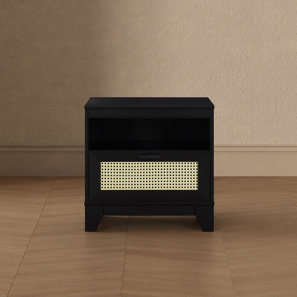 Sheridan 22" Nightstand (1-Drawer) in Black - lifestyle   front