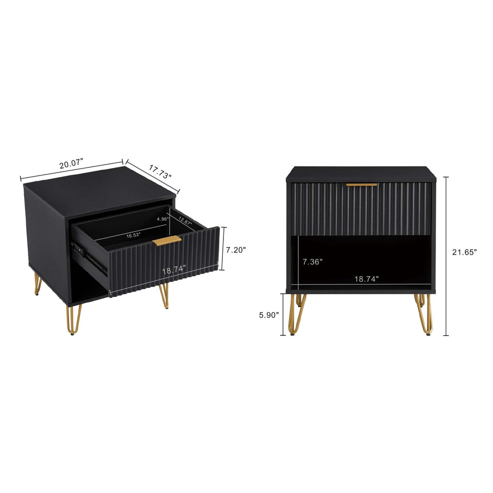 Dumbo 20" Fluted Nightstand (1-Drawer)