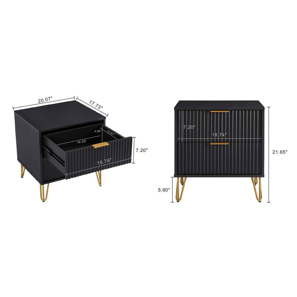 Dumbo 20" Fluted Nightstand (2-Drawer)