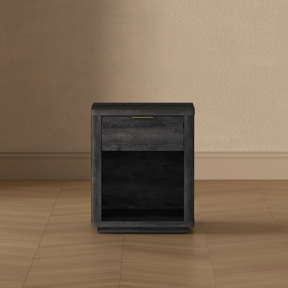 Evelyn 20" Nightstand (1-Drawer) in Charcoal Grey - lifestyle   front