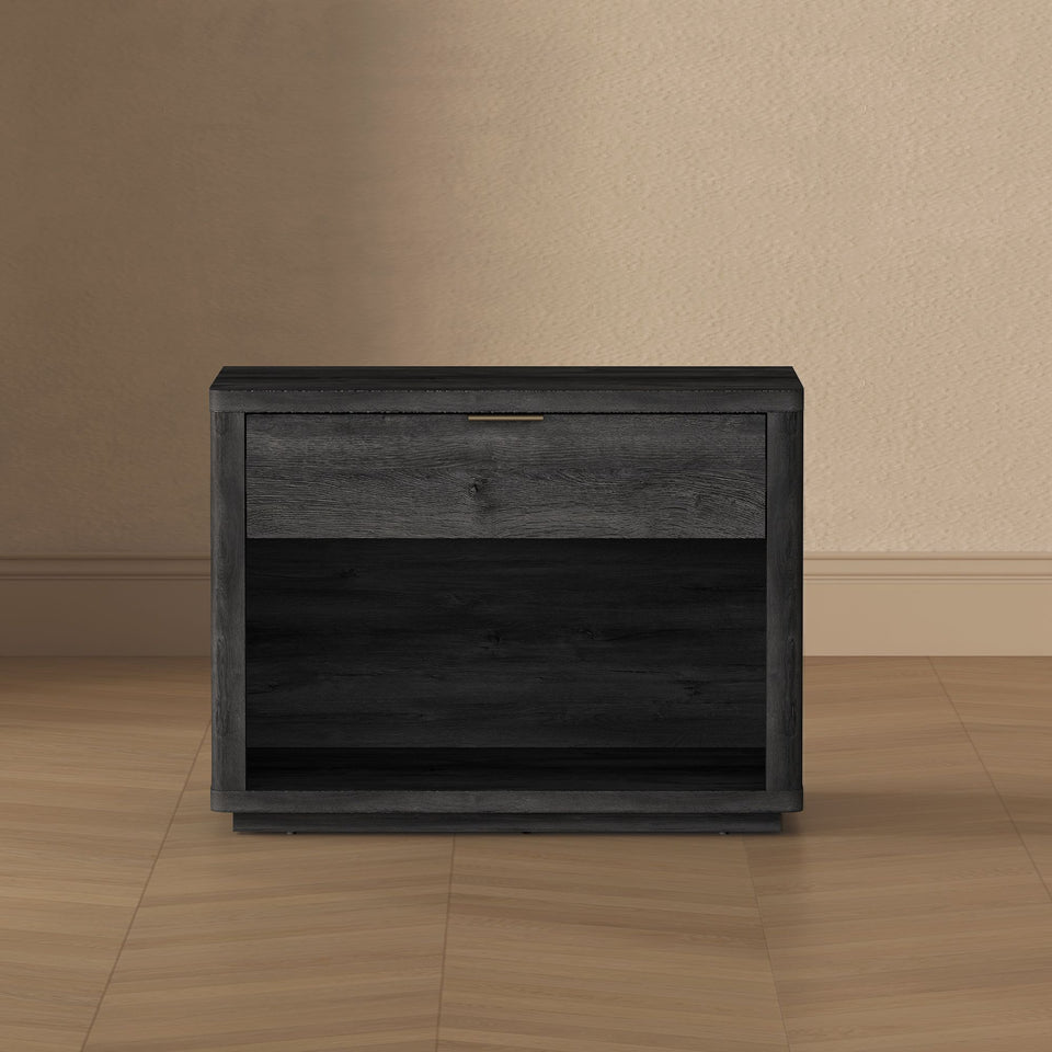 Evelyn 32" Nightstand (1-Drawer) in Charcoal Grey - lifestyle   front