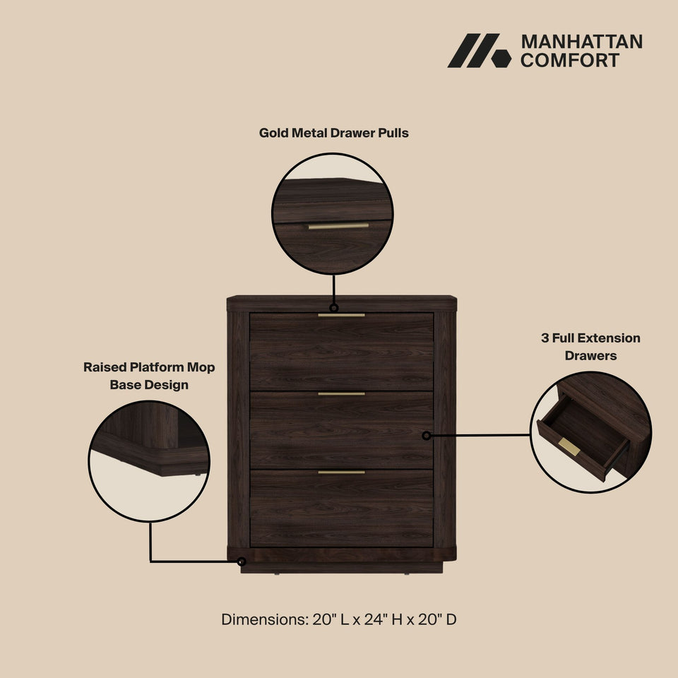 Evelyn 20" Nightstand (3-Drawer)