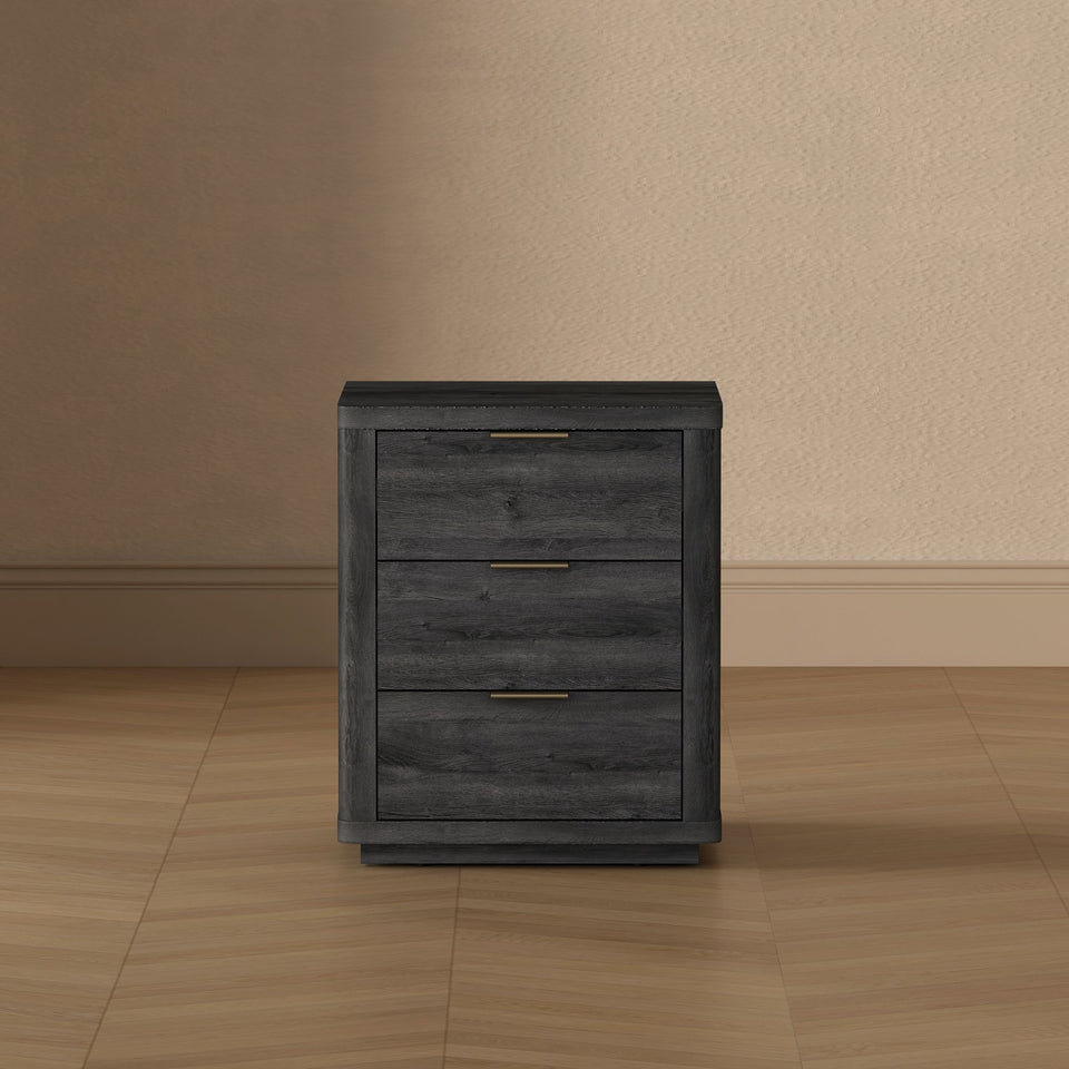 Evelyn 20" Nightstand (3-Drawer) in Charcoal Grey - lifestyle   front